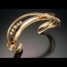 Handforged 14K solid gold Bracelet with 5 diamonds.. Solid Gold Bracelet, Gold Bracelets, Gold Bracelet Cuff, Gold Cuffs, Diamonds And Gold, Sterling Silver Hoop Earrings, Sterling Silver Hoops, May 5, Gold Hoop Earrings