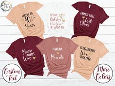 Cheers to 40 Years Wine Birthday Party Shirts, the perfect gift for your Birthday Squad, Birthday Crew or your Family and Friends on your very special and Birthday Party or your Birthday Girls Trip! These 40th Birthday matching group birthday shirts are offered in a large variety of colors and styles, including Crewneck T-shirts, V-neck T-shirts and Tank Tops. You can choose from phrases like: - Cheers to 40 years! - It's my 40th Birthday and I'll wine if I want to - Hacuna Moscato - Be there in Winery Bachelorette, Wine Bachelorette Party Shirts, Birthday Group Shirts, Birthday Squad Shirts, 40th Birthday Shirts, Typography Shirts, Bride Shirt, Popular Shirt, Bridesmaid Shirts