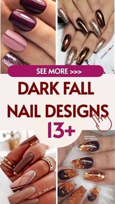 Dark Autumn Nails, Classic Fall Nails, Autumn French Nails, Dark Fall, Nude Nail Designs, Plaid Nails, Swarovski Nails