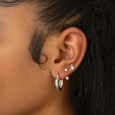 These thick hoop earrings are your new staple hoops. Easy to put on and take off. Sterling Silver Hypoallergenic, lead and nickel free Height 0.8in(20mm) x Width 0.2in(5.4mm) Latch, Click to close #E466-S Classic Hoop Piercings, Tarnish Resistant, Classic Tarnish Resistant Hoop Piercings, Classic Nickel-free Hoop Piercings, Classic Tarnish-resistant Hoop Piercings, Everyday Hoop Piercings With Matching Earrings, Trendy Hypoallergenic White Gold Hoop Earrings, Nickel-free Hoop Piercings For Everyday, Hypoallergenic Hoop Piercings, Trendy Round Piercings For Everyday