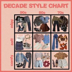 90s Soft Outfits, Decades Day Outfits 80s, 80 Aesthetic Fashion, Grunge 70s Outfit, Decade Day Outfits 90s, 80s Female Fashion, Look Book Outfits, Decade Outfits, Decades Outfits