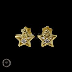 Kids Hollow Star Diamond Stud Earrings An adorable pair of children's earrings shaped like stars in gold-tone metal, each star is accented with a central, sparkling diamond that catches the light beautifully. These earrings are designed to add a touch of glamour and whimsy to a child's outfit, perfect for both everyday wear and special occasions. FULL REFUNDS OR EXCHANGES WITHIN 7 DAYS. PLEASE SCROLL TO THE BOTTOM FOR DETAILED SHOP POLICY ★ MATERIALS ★ Stone: Natural Diamonds Shape: Round  Carat: 0.045 ct Color: HI Clarity: SI ★THE METAL★ 14K Solid Gold Available in Yellow Gold/ Rose Gold/ White Gold ★MEASUREMENTS★ Length: 6.5mm Width: 6.5mm ★MADE TO ORDER★ Good things come to those who wait! Please allow 2 weeks for your perfect product to ship. ★HIGHLIGHTS★ - Handmade items from a small Yellow Gold Cubic Zirconia Star Earrings, Luxury Gold Star-shaped Diamond Earrings, Gold Plated Star-shaped Earrings For Gift, 14k Gold Star-shaped Single Earring, Yellow Gold Star-shaped Diamond Earrings For Gift, Sparkling Diamond, Orders Shipped, Diamond Stud Earrings, Diamond Stud