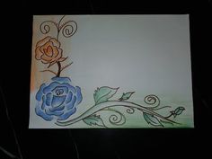 an artistically designed piece of paper with flowers on it