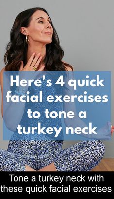 These four exercises target the muscles in the front and side of the neck, helping to lift the neck area and prevent or reduce a turkey neck. #makeupideas Exercises For Turkey Neck Face Yoga, Getting Rid Of Turkey Neck Sagging Skin, Neck Yoga For Wrinkles, Neck Firming Exercises, Neck Lift Exercise, Neck Yoga Facial Exercises, Face And Neck Exercises, Neck Tightening Exercises, Neck Muscles Workout