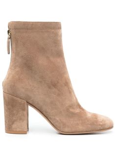 camel brown suede leather rear zip fastening round toe branded leather insole 85mm block heel Camel Boots, Black Suede Boots, Brown Ankle Boots, Suede Ankle Boots, Shoes Booties, Black Ankle Boots, Gianvito Rossi, Soft Suede, Suede Boots