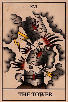 The Tower Tarot Tattoo, Tower Tarot Tattoo, Arcana Chronicles, The Tower Tarot Card, Tower Card, The Tower Tarot, Cute Couple Tattoos, Card Tattoo Designs