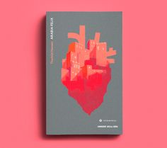 a book with an image of a heart in the middle on a pink and blue background