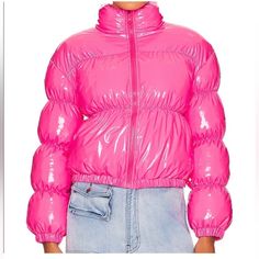 Hot Pink Puffer, Size Small, Never Worn New With Tags!!! Shiny Puffer Jacket, Womens Closet, Beauty Balm, Loungewear Jumpsuit, Bb Dakota, Puffer Coat, Look Cool, Puffer Jacket, Sweater Jacket