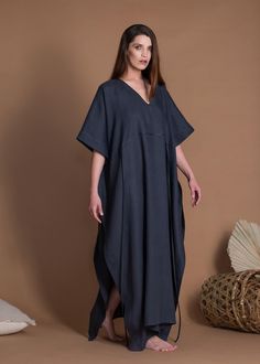 "Lightweight linen caftan dress VERA with high side slits (we can make it less open, just leave your comment in the notes when you order). This loose-fit dress is light, airy, and breathable, the perfect dress for the hot summer. The fabric is thin but strong and can be a little bit see-through in light colors. 🌿 DETAILS: - Straight cut - High side slits (can be shorter) - Half sleeves - Thin ties to adjust - Without pockets - 100% Natural lightweight linen (125gr/m2) - Wide color palette, colo Linen Caftan, Palette Color, Loose Fitting Dresses, Caftan Dress, Islamic Fashion, Fit Dress, Beach Wears, Beach Wear, Dress Clothes For Women