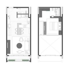 the floor plan for an apartment with two separate rooms