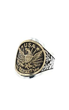 .925 Sterling Silver with Gold Alloy King Baby Jewelry, Buffalo Nickel, King Baby, Baby Jewelry, Gold Alloys, Handcrafted Rings, Skull Ring, Types Of Rings, Custom Rings