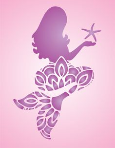 the silhouette of a mermaid holding a starfish