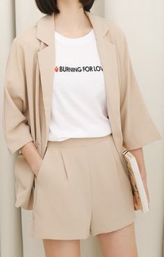 $49.90 - Beautiful beige two piece formal suit blazer and shorts loose fitted. For women and ladies. Chic Beige Sets For Day Out, Beige Sets For Workwear In Spring, Beige Workwear Sets For Spring, Chic Beige Blazer For Summer, Chic Beige Sets With Pockets, Chic Beige Summer Blazer, Trendy Formal Spring Sets, Chic Office Wear Sets For Spring, Chic Skirt Suit For Spring Office Wear