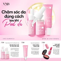 an advertisement for the new skin care product, which is being advertised on pink background