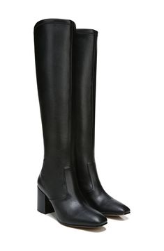 A knee high leather boot features a wide calf design with an easy side zip closure for enhanced comfort. Square toe Leather construction Wide calf Side zip closure Block heel Leather upper, synthetic lining/outsole Imported Wide Calf Knee-high Boots With Zipper, Wide Calf Faux Leather Knee-high Boots For Work, Knee-high Platform Boots With Zipper For Work, Tall Knee-high Heeled Boots With Zipper, Tall Knee-high Heeled Boots With Zipper Closure, Fall Knee-high Boots For Work With Zipper Closure, Wide Calf Knee-high Heeled Boots With Zipper, Black Leather Knee-high Boots With Zipper, Black Leather Mid-calf Tall Boots