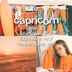 a collage of photos with the caption capricon after ef shadows 7 8 exposure 1 17 temperature