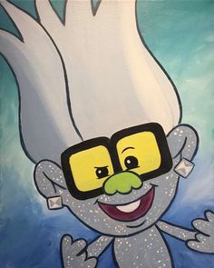 a painting of a cartoon character with glasses