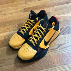 Kobe Basketball Shoes, Barely Worn Great Condition Only Worn Indoors Kobe's Shoes, Kobe 5 Protro, Kobe Basketball, Kobe 5, Kobe Shoes, Bruce Lee, Men's Nike, Yellow Black, Black N Yellow