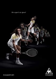 a group of tennis players in action on a black background