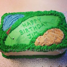 a birthday cake with a golf theme on it