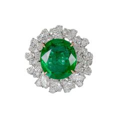 Emerald And Diamond Ring, Contemporary Ring, Perfect Cocktails, Lush Garden, Marquise Diamond, Green Emerald, Emerald Diamond, Natural Emerald, Diamond Cluster