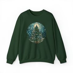 This sweatshirt boasts a unique design that captures the enchanting beauty of Christmas trees, making it the perfect addition to your festive season wardrobe. Each tree is intricately crafted to radiate the essence of the holiday spirit, ensuring you stand out in every holiday gathering. 🎁 Searching for that perfect, unique gift? Look no further! Our Christmas sweatshirt is a one-of-a-kind present that will leave your loved ones in awe. It's not just clothing; it's a heartfelt expression of you Green Winter Sweatshirt For Gift, Green Winter Sweatshirt Gift, Green Winter Sweatshirt For Gifts, Green Winter Sweatshirt As Gift, Christmas Green Graphic Print Sweatshirt, Christmas Green Sweatshirt With Graphic Print, Aesthetic Christmas Tree, Winter Wald, Sweatshirt Aesthetic