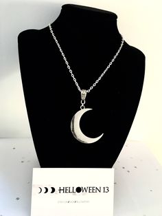 Silver Crescent Moon Phase Charm Necklace, Silver Crescent Moon Phase Necklace, Crescent Moon Phase Metal Necklace, Silver Half Moon Charm Necklaces, Silver Half Moon Charm Necklace, Nickel Free Half Moon Silver Necklace, Nickel Free Crescent Metal Necklace, Nickel-free Silver Half Moon Necklace, Nickel-free Silver Half-moon Necklace