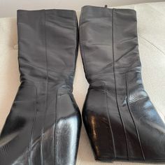 Butter Soft Leather Wedge Boots W/Side Zipper By Via Spiga. Says Size 41.5 It. Fits My Size 9.5 Foot. Worn A Few Times Indoors. Great Condition. Modern Black Wedge Heel Boots, Formal Wedge Heel Boots With Reinforced Heel, Formal Wedge Heel Platform Boots, Leather Wedge Boots Medium Width, Elegant Leather Wedge Boots For Work, Fitted Black Leather Wedge Boots, Casual Leather Wedge Boots, Casual Leather Fitted Wedge Boots, Formal Medium Width Boots With Wedge Heel