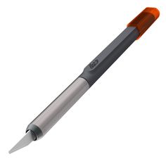 a pen with an orange tip is shown