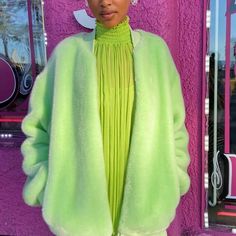 Shopbop on Instagram: “Lime time 🎾” Blouse Outfit, China Fashion, Romper Pants, Faux Fur Jacket, Cardigan Coat, Fur Jacket, Color Trends, Pretty Dresses