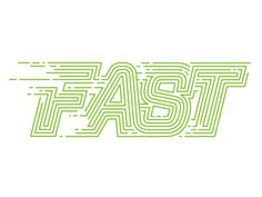 the word fast is made up of lines and letters that appear to be in green