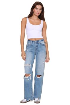 Made from high-quality denim fabric, these 90's Loose Fit jeans provide ultimate comfort and style. With a loose fit, they allow for easy movement and a relaxed look that's perfect for any casual occasion. You'll feel confident and effortlessly cool in these timeless jeans that are sure to become a staple in your wardrobe.