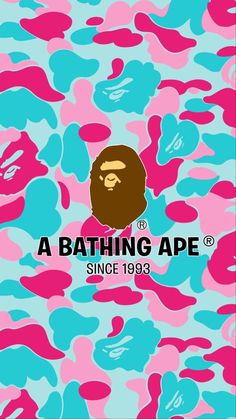 a bathing ape camo background with pink and blue colors