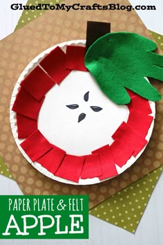 paper plate and felt apple craft for kids