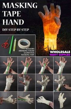 an ad for a fake hand made out of paper and tape with instructions to make it