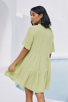 Embrace a laidback lifestyle with the Kallie Flowy Tunic Dress - a perfect mix of casual and put-together - that'll take you from seaside holiday to weekend errands. | The Kallie Flowy Tunic Dress by Anthropologie in Green, Women's, Size: XS, Cotton Seaside Holiday, Flowy Tunic, Cotton Pullover, 50 Fashion, Tunic Dress, Pullover Styling, Anthropologie, Topshop, Plus Size