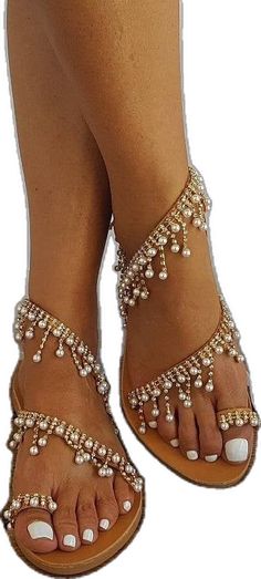 Bridal Shower Pearl Embellished Ankle Strap Sandals, Elegant Beaded Open Toe Sandals, Elegant Single Toe Strap Sandals For Wedding, Elegant Beaded Wedding Sandals, Elegant Barefoot Sandals For Party, Beaded Open Toe Sandals For Wedding, Elegant Barefoot Sandals For Summer Party, Elegant Toe Post Sandals For Party, Elegant Wedding Toe Post Sandals