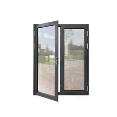 an open sliding glass door on a white background