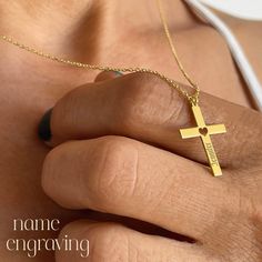 Discover the beauty of our 14k Solid Gold Cross Pendant with a Heart Cut-Out, an exquisite choice for baptisms, communions, and confirmations. Crafted from pure 14k gold, this stunning pendant combines elegance with lasting quality. The heart-shaped cut-out adds a unique, personal touch, making it an ideal gift for her. Each piece arrives in a stylish gift box and is stamped with -585- to ensure its 14k gold authenticity. Enhance this special gift with custom laser engraving to create a memorabl Personalized Cross Pendant Jewelry For Mother's Day, 14k Gold Cross Jewelry For Anniversary, Yellow Gold Cross Pendant For Baptism, Customizable Cross Pendant Jewelry As Gift, Personalized Gold Cross Jewelry, Personalized Gold Cross Jewelry Gift, Personalized Cross Pendant Jewelry For Anniversary, Personalized 14k Gold Cross Necklace, Yellow Gold Baptism Cross Pendant Jewelry