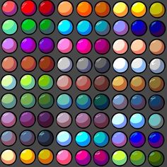 an array of different colored circles on a black background