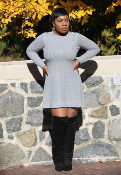 Fit And Flare Sweater Dress The Cuddle Me Fit and Flare cable knit sweater dress will have you looking cute and cuddly! This casual-meets-cute ribbed knit dress boasts charming details like the rounded neckline and a flattering cinched and elasticized waist. Long sleeves frame the flared skater skirt. Model is 5'5 wearing size L (8-10). Runs slightly small. Size up. Round neck. long sleeves. A-line silhouette. 100% Acrylic. Length: Approx. 34-35". Skater Sweater, Flare Sweater Dress, Feminine Vibes, Flared Skater Skirt, Cable Knit Sweater Dress, Classic Style Outfits, Skirt Model, Sweater Dresses, Ribbed Knit Dress