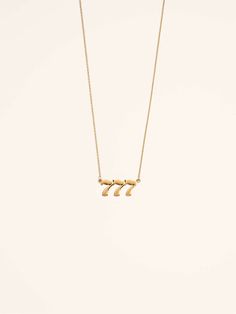 Angel Number 777, Number Jewelry, Meaningful Jewelry, Angel Number, Angel Numbers, Gold Necklace, Angel, Bring It On, Gold