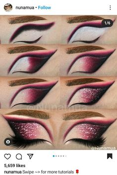 Easy Drag Eye Makeup, Drag Eye Makeup, Black And Magenta Makeup, Drag Eyeshadow Tutorial, Red And Black Eye Makeup Gothic, Crazy Eye Makeup, Goth Eye Makeup, Maquillage Yeux Cut Crease, Makeup Order