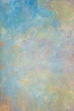 an abstract painting with blue, yellow and pink colors