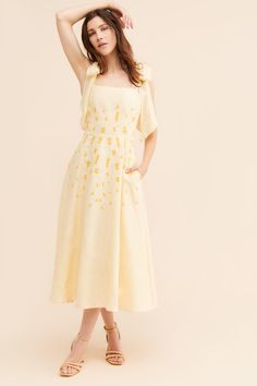 Rent Mimose Linen Tie-Strap Midi Dress from Nuuly. Pick 6 items for $98/month. Free shipping + returns. East Coast Fashion, Bold Embroidery, Girl Silhouette, California Style, Traditional Design, Feminine Style, T Shirt Dress, Cool Girl, Modern Art