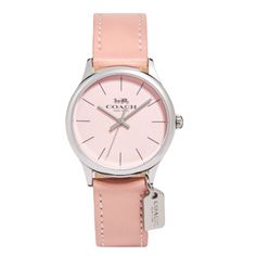 Stainless Steel Case And Signature Canvas Strap Approx. Case Diameter: 32mm Mineral Crystal Quartz Movement Buckle Closure Water-Resistant To 99 Feet Style No. W1549 Classic Pink Watch With Round Dial, Silver Timeless Watch For Everyday, Classic Pink Round Watch, Silver Watch Bands With Palladium Hardware For Gift, Coach Watch With Diamond Hour Markers, Coach Watches With Diamond Hour Markers And Round Dial, Timeless Coach Jewelry For Gift, Classic Pink Watch As Gift, Classic Pink Watches As Gift