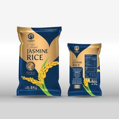 two bags of rice on a white background