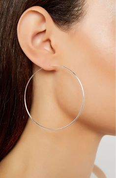 Elegant Hypoallergenic Open Circle Hoop Earrings, Metal Open Circle Hoop Earrings, Elegant Hoop Earrings With Sterling Silver Clasp For Everyday, Elegant Hoop Jewelry With Sterling Silver Clasp, Elegant Sterling Silver Clasp Hoop Earrings For Everyday, Elegant Hoop Earrings With Sterling Silver Clasp, Nickel-free Hoop Jewelry, Classic Hoop Earrings With Sterling Silver Clasp, Oversized Hoop Earrings