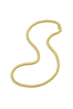 Logan Hollowell solid heart tennis necklace in yellow gold. 18K Yellow Gold 16" L Gold Heart-shaped Single Strand Necklace, Gold Single Strand Heart Necklace, Logan Hollowell, Tennis Necklace, Tennis, Yellow Gold, Yellow, Gold