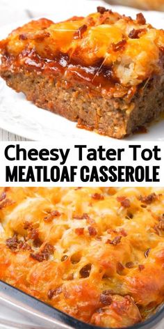 cheesy tater tot meatloaf casserole on a plate